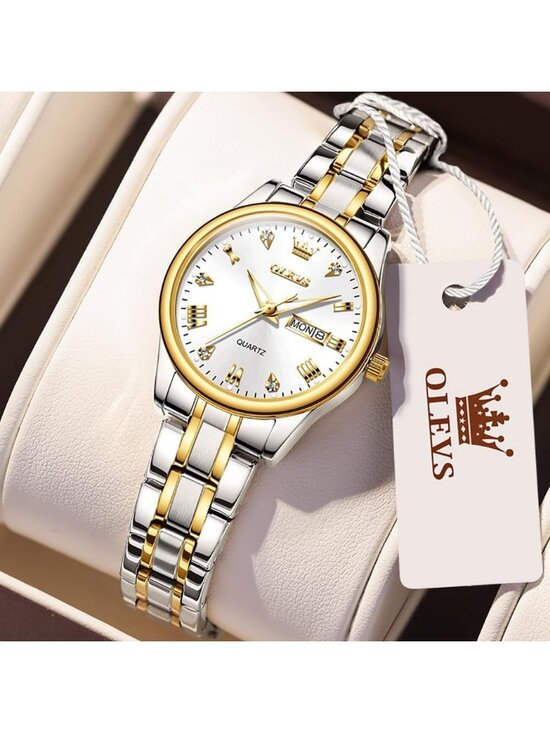 Women\'s White Stainless Steel Fashion Quartz Analog Waterproof Dress Wrist Watch main image 5